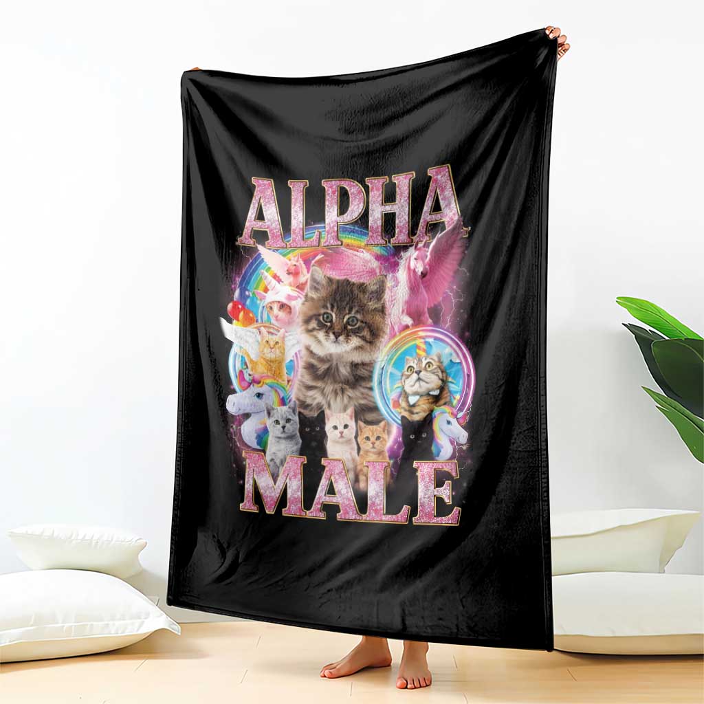 Alpha Male Cat Throw Blanket Funny Rainbow Kitten Meme Bootleg TS11 Print Your Wear