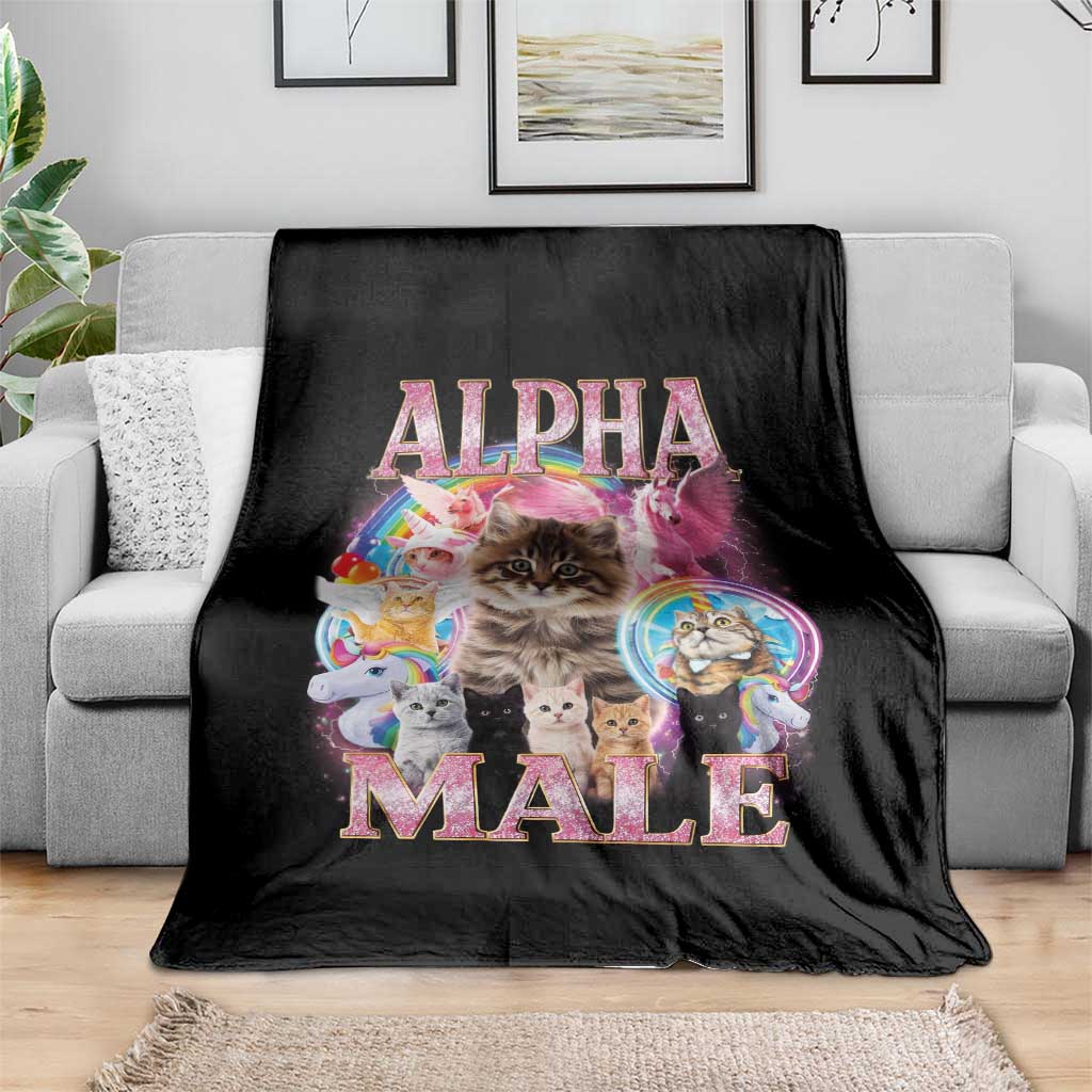 Alpha Male Cat Throw Blanket Funny Rainbow Kitten Meme Bootleg TS11 Print Your Wear