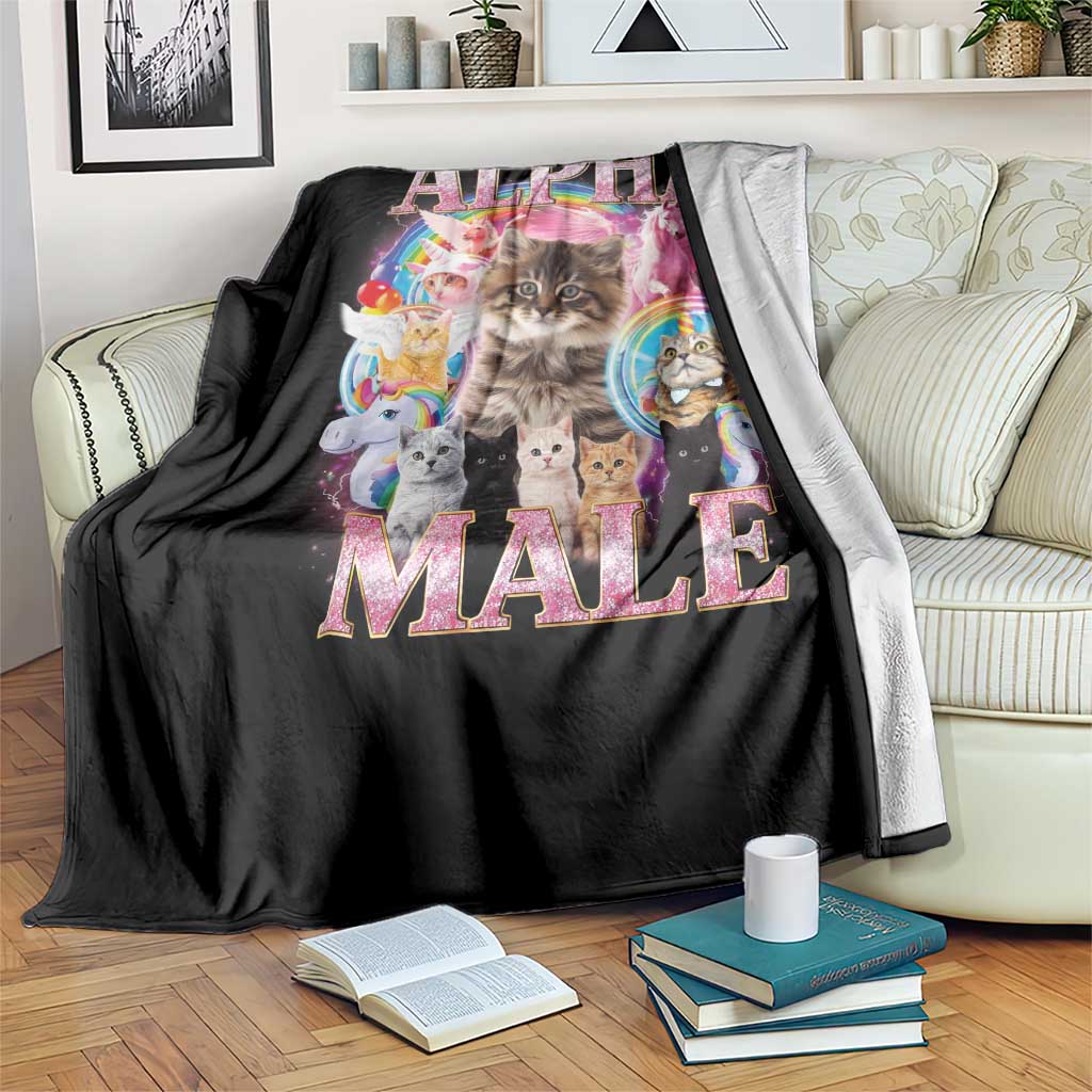 Alpha Male Cat Throw Blanket Funny Rainbow Kitten Meme Bootleg TS11 Print Your Wear