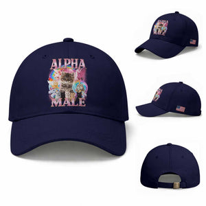Alpha Male Cat Baseball Cap Funny Rainbow Kitten Meme Bootleg TS11 Baseball Cap Universal Fit Dark Blue Print Your Wear