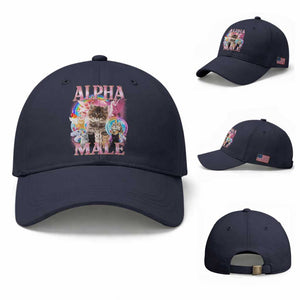 Alpha Male Cat Baseball Cap Funny Rainbow Kitten Meme Bootleg TS11 Baseball Cap Universal Fit Navy Print Your Wear