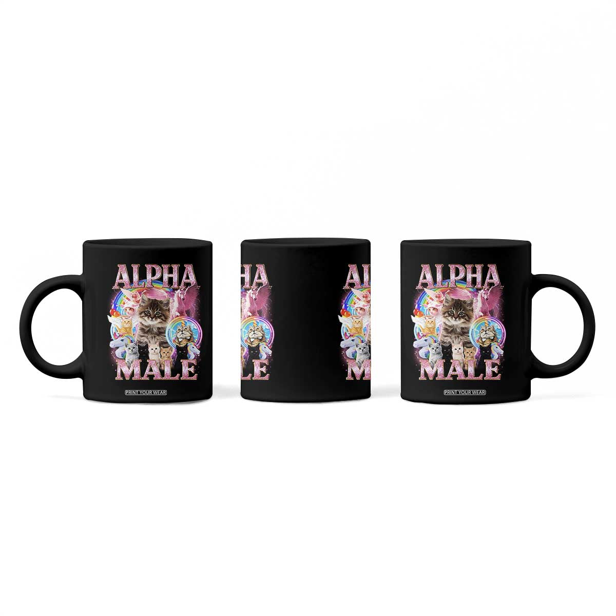 Alpha Male Cat Coffee Mug Funny Rainbow Kitten Meme Bootleg TS11 Print Your Wear