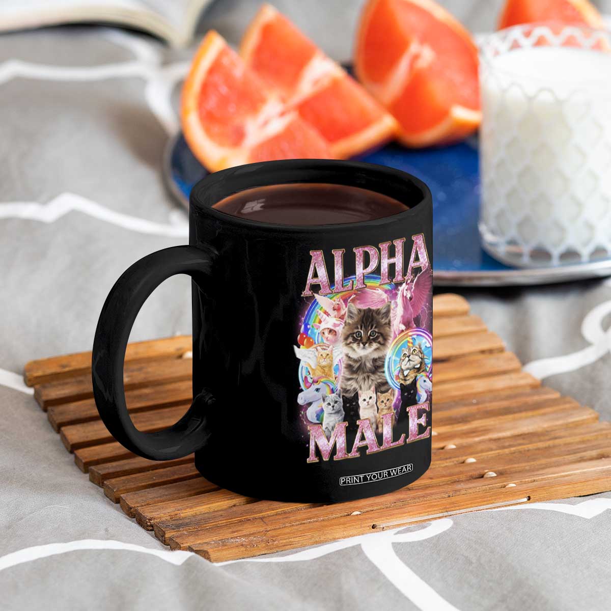 Alpha Male Cat Coffee Mug Funny Rainbow Kitten Meme Bootleg TS11 Print Your Wear