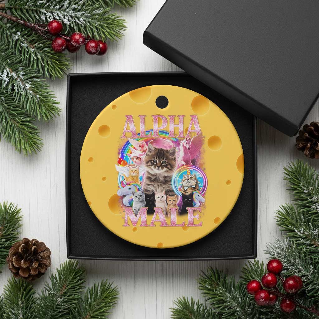 Alpha Male Cat Ceramic Ornament Funny Rainbow Kitten Meme Bootleg TS11 1pc Yellow Cheese Print Your Wear