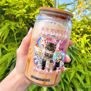 Alpha Male Cat Glass Can Funny Rainbow Kitten Meme Bootleg TS11 Black Print Your Wear