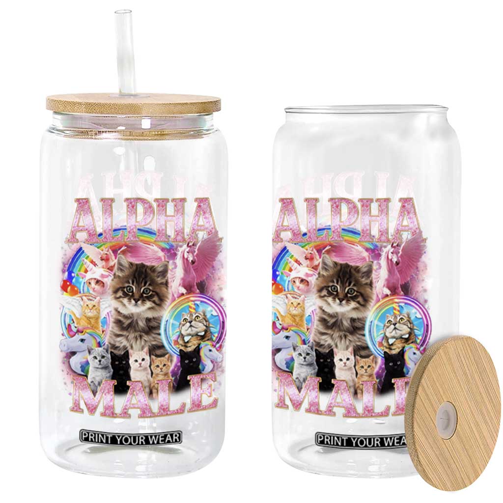 Alpha Male Cat Glass Can Funny Rainbow Kitten Meme Bootleg TS11 Print Your Wear