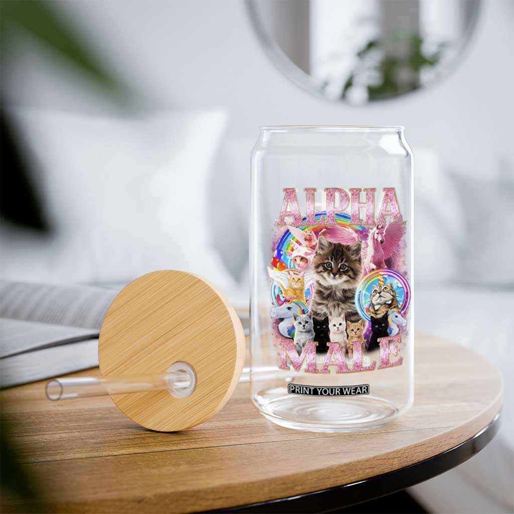 Alpha Male Cat Glass Can Funny Rainbow Kitten Meme Bootleg TS11 Print Your Wear