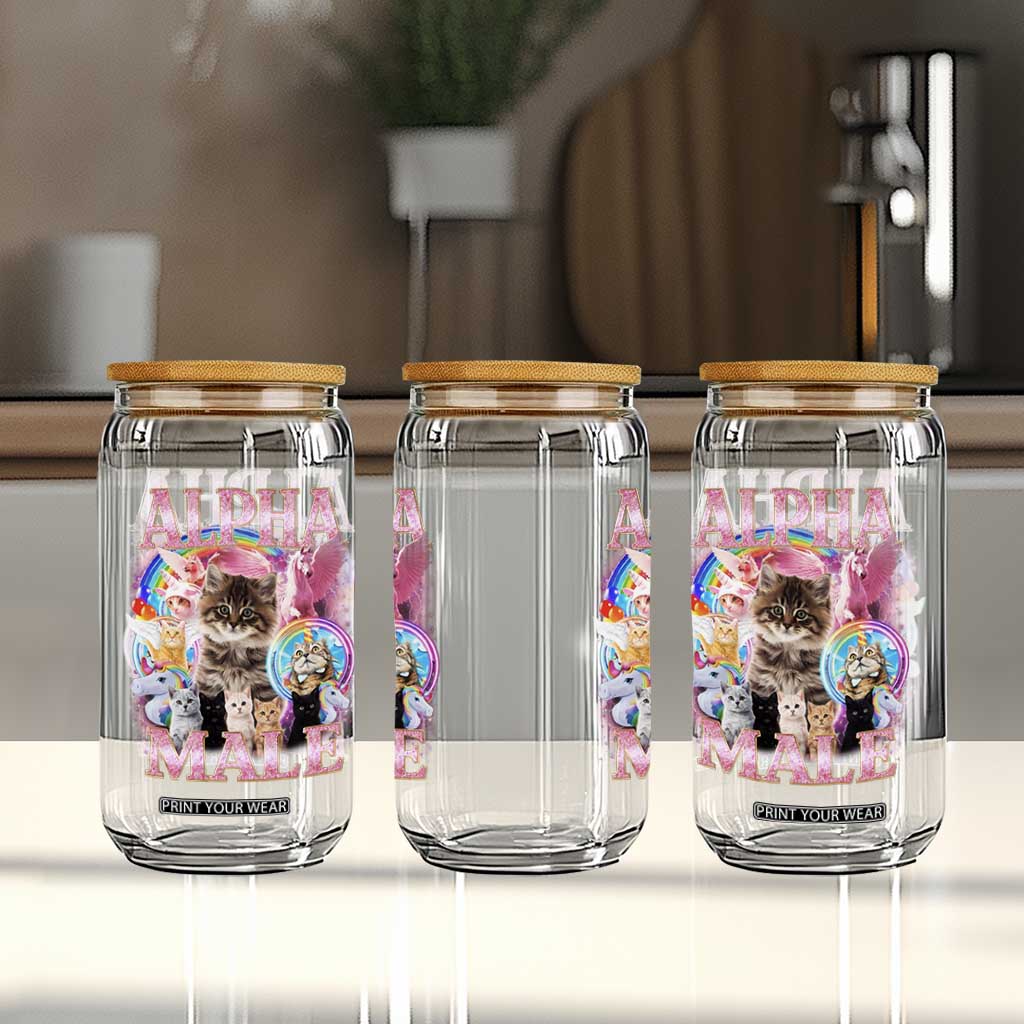 Alpha Male Cat Glass Can Funny Rainbow Kitten Meme Bootleg TS11 Print Your Wear