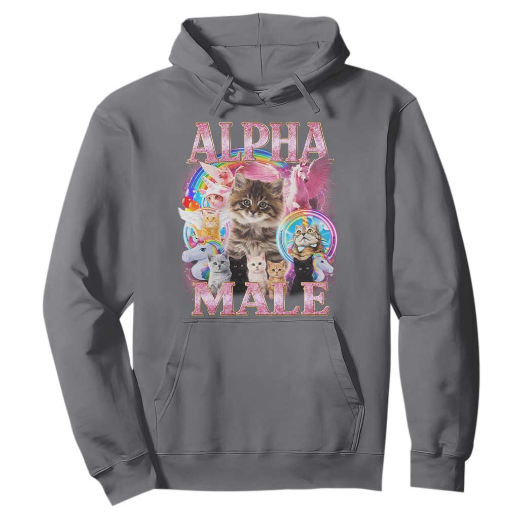 Alpha Male Cat Hoodie Funny Rainbow Kitten Meme Bootleg TS11 Charcoal Print Your Wear
