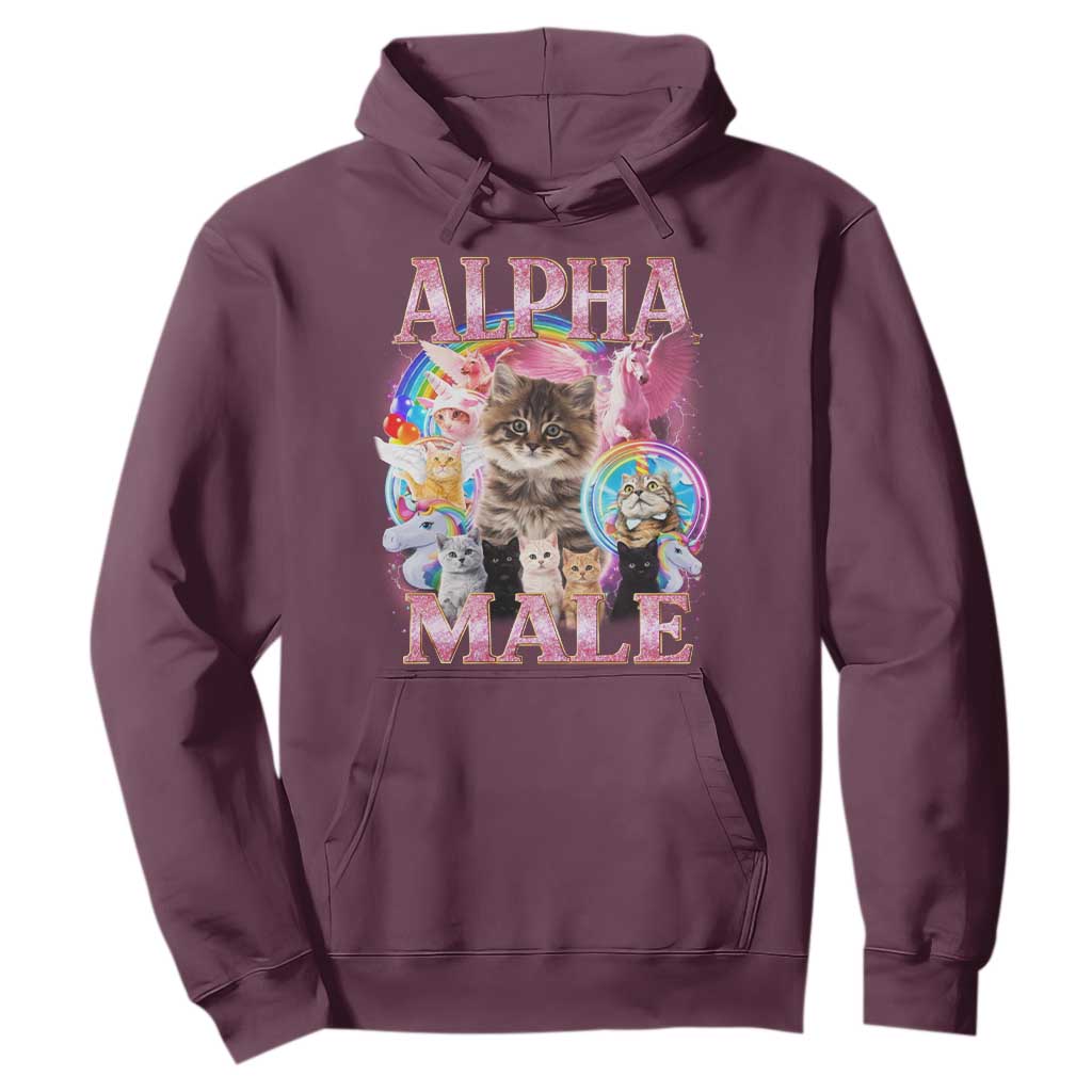 Alpha Male Cat Hoodie Funny Rainbow Kitten Meme Bootleg TS11 Maroon Print Your Wear