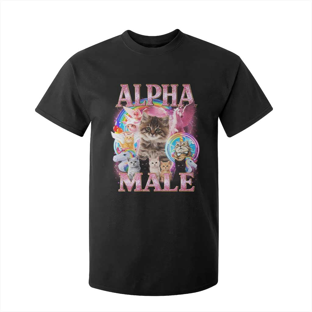 Alpha Male Cat T Shirt For Kid Funny Rainbow Kitten Meme Bootleg TS11 Black Print Your Wear