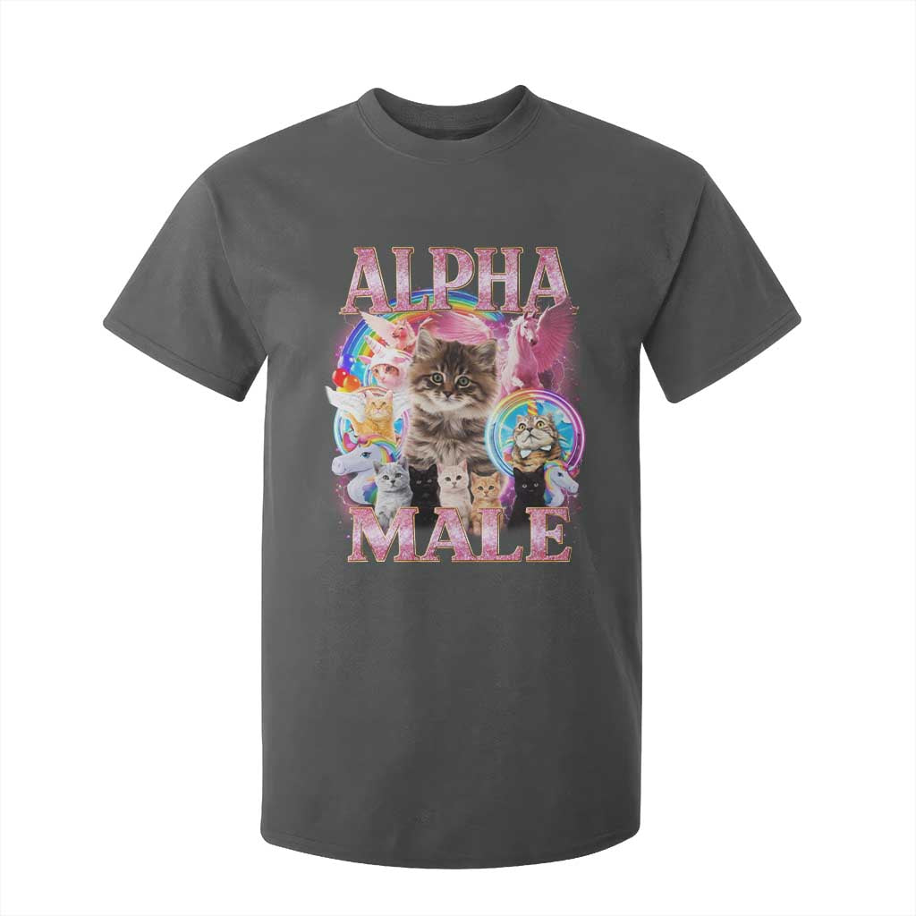 Alpha Male Cat T Shirt For Kid Funny Rainbow Kitten Meme Bootleg TS11 Dark Heather Print Your Wear