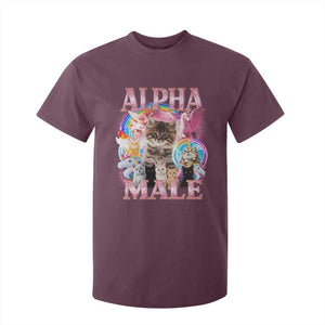 Alpha Male Cat T Shirt For Kid Funny Rainbow Kitten Meme Bootleg TS11 Maroon Print Your Wear