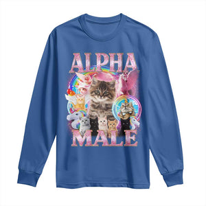 Alpha Male Cat Long Sleeve Shirt Funny Rainbow Kitten Meme Bootleg TS11 Royal Blue Print Your Wear