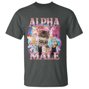 Alpha Male Cat T Shirt Funny Rainbow Kitten Meme Bootleg TS11 Dark Heather Print Your Wear