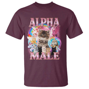 Alpha Male Cat T Shirt Funny Rainbow Kitten Meme Bootleg TS11 Maroon Print Your Wear