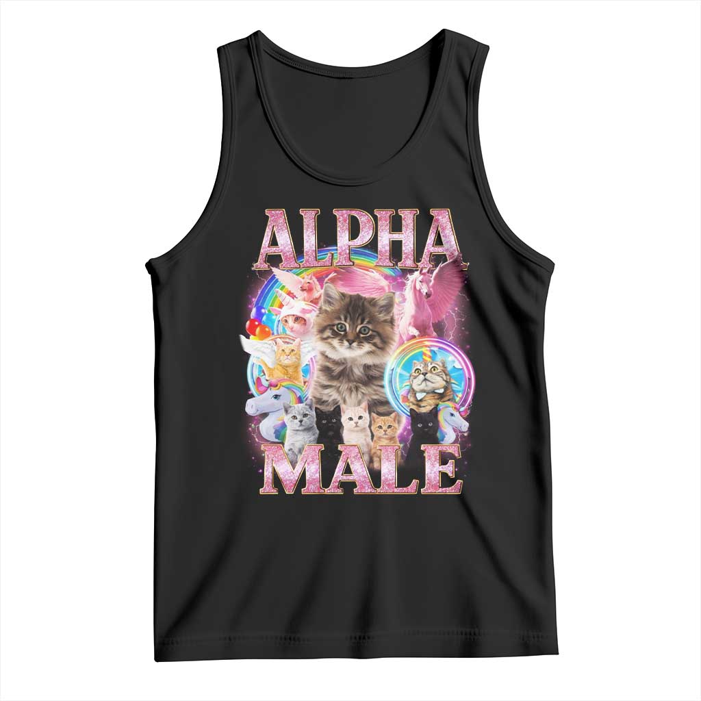 Alpha Male Cat Tank Top Funny Rainbow Kitten Meme Bootleg TS11 Black Print Your Wear