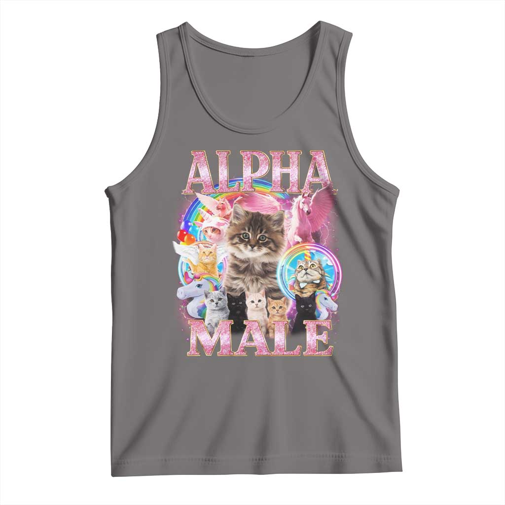 Alpha Male Cat Tank Top Funny Rainbow Kitten Meme Bootleg TS11 Deep Heather Print Your Wear