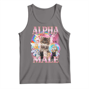 Alpha Male Cat Tank Top Funny Rainbow Kitten Meme Bootleg TS11 Deep Heather Print Your Wear