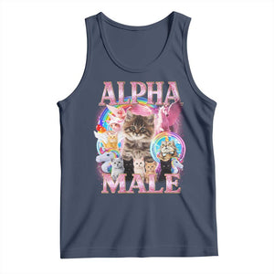 Alpha Male Cat Tank Top Funny Rainbow Kitten Meme Bootleg TS11 Navy Print Your Wear