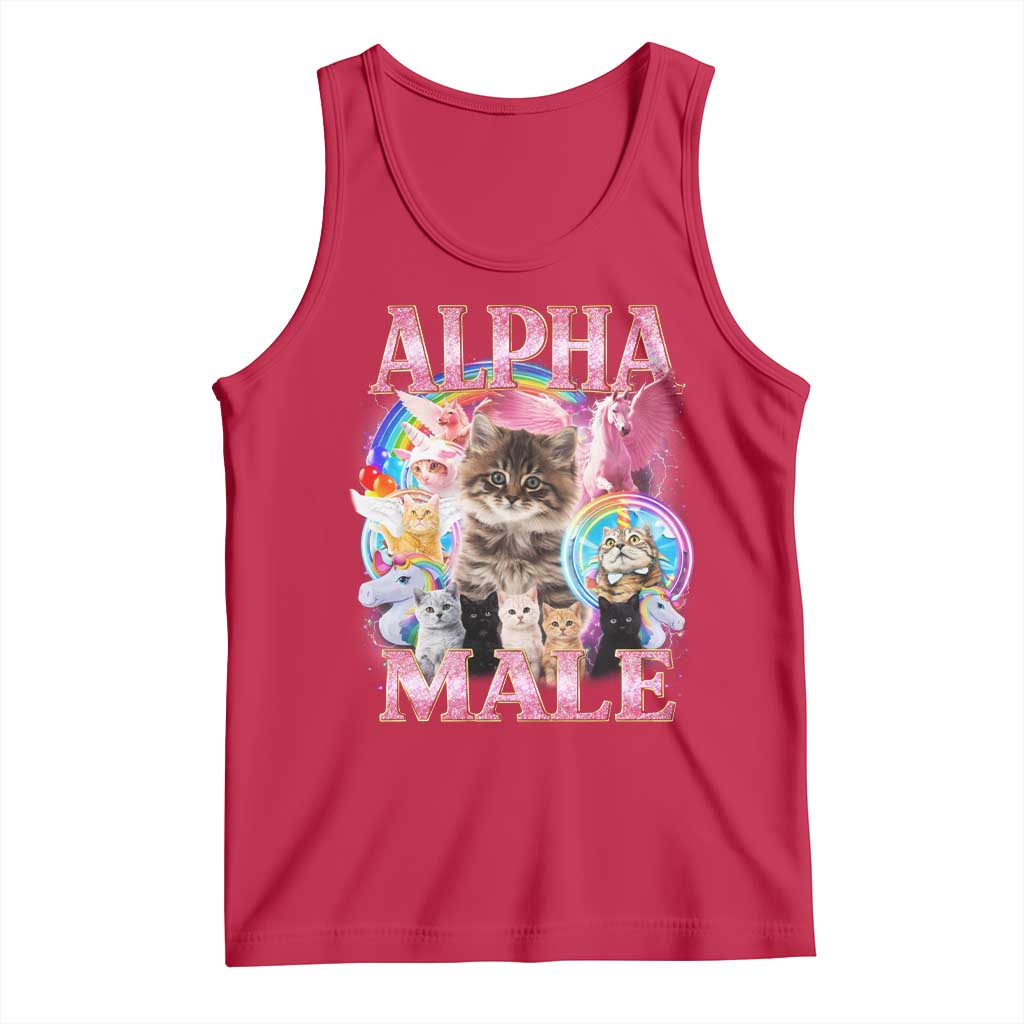 Alpha Male Cat Tank Top Funny Rainbow Kitten Meme Bootleg TS11 Red Print Your Wear