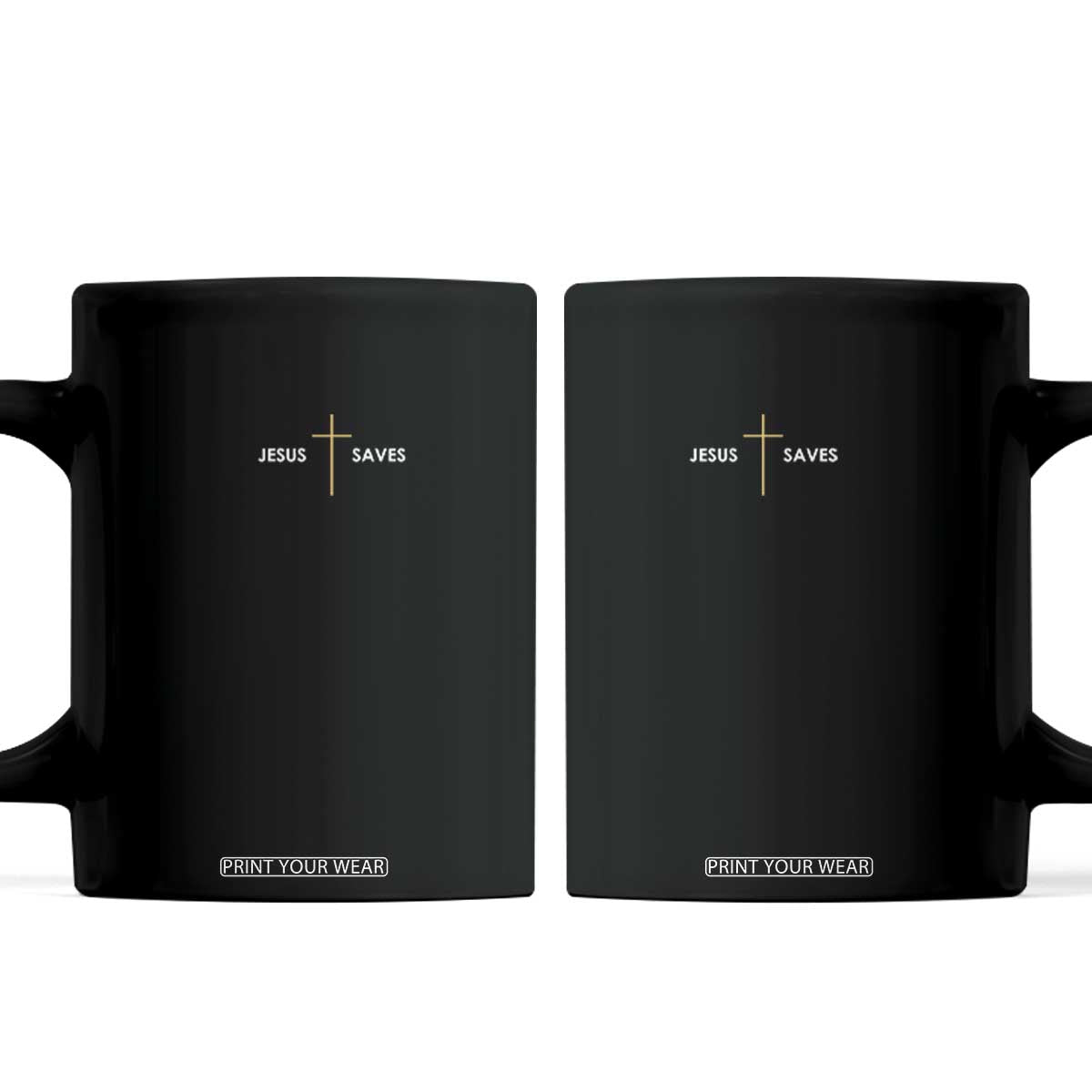 Jesus Saves Coffee Mug Cross Subtle Christian Minimal Religious Faith TS11 Black Print Your Wear