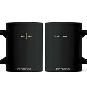 Jesus Saves Coffee Mug Cross Subtle Christian Minimal Religious Faith TS11 Black Print Your Wear