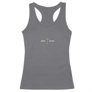 Jesus Saves Racerback Tank Top Cross Subtle Christian Minimal Religious Faith TS11 Charcoal Print Your Wear