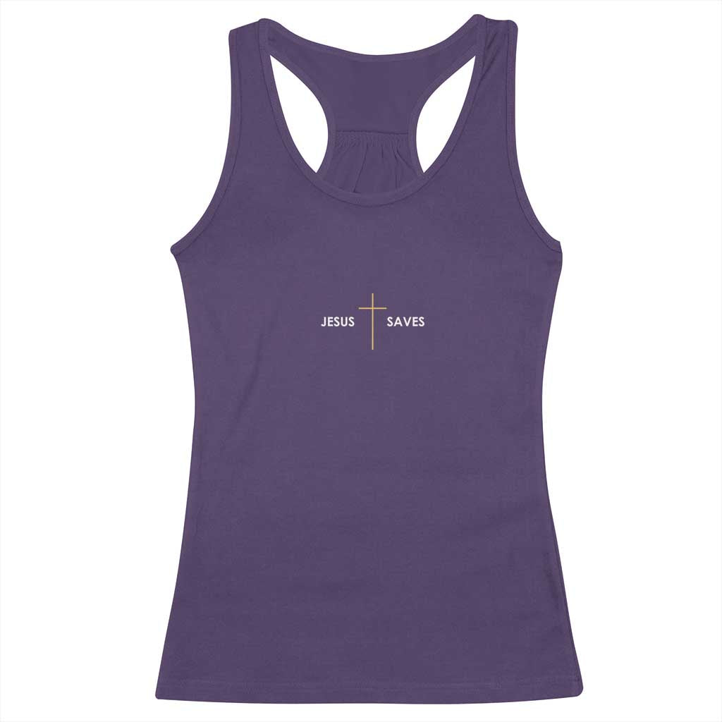 Jesus Saves Racerback Tank Top Cross Subtle Christian Minimal Religious Faith TS11 Purple Print Your Wear