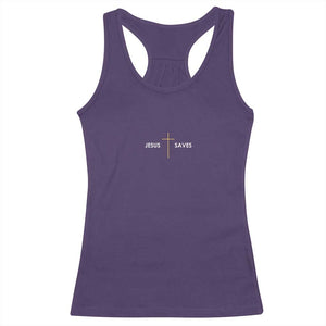 Jesus Saves Racerback Tank Top Cross Subtle Christian Minimal Religious Faith TS11 Purple Print Your Wear