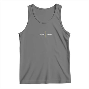 Jesus Saves Tank Top Cross Subtle Christian Minimal Religious Faith TS11 Black Heather Print Your Wear