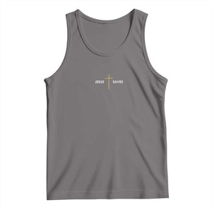 Jesus Saves Tank Top Cross Subtle Christian Minimal Religious Faith TS11 Deep Heather Print Your Wear