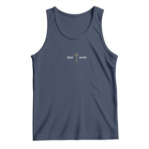 Jesus Saves Tank Top Cross Subtle Christian Minimal Religious Faith TS11 Navy Print Your Wear