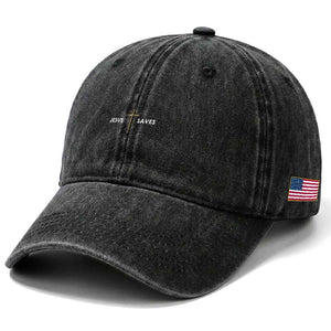 Jesus Saves Washed Cotton Baseball Cap Cross Subtle Christian Minimal Religious Faith TS11 Print Your Wear