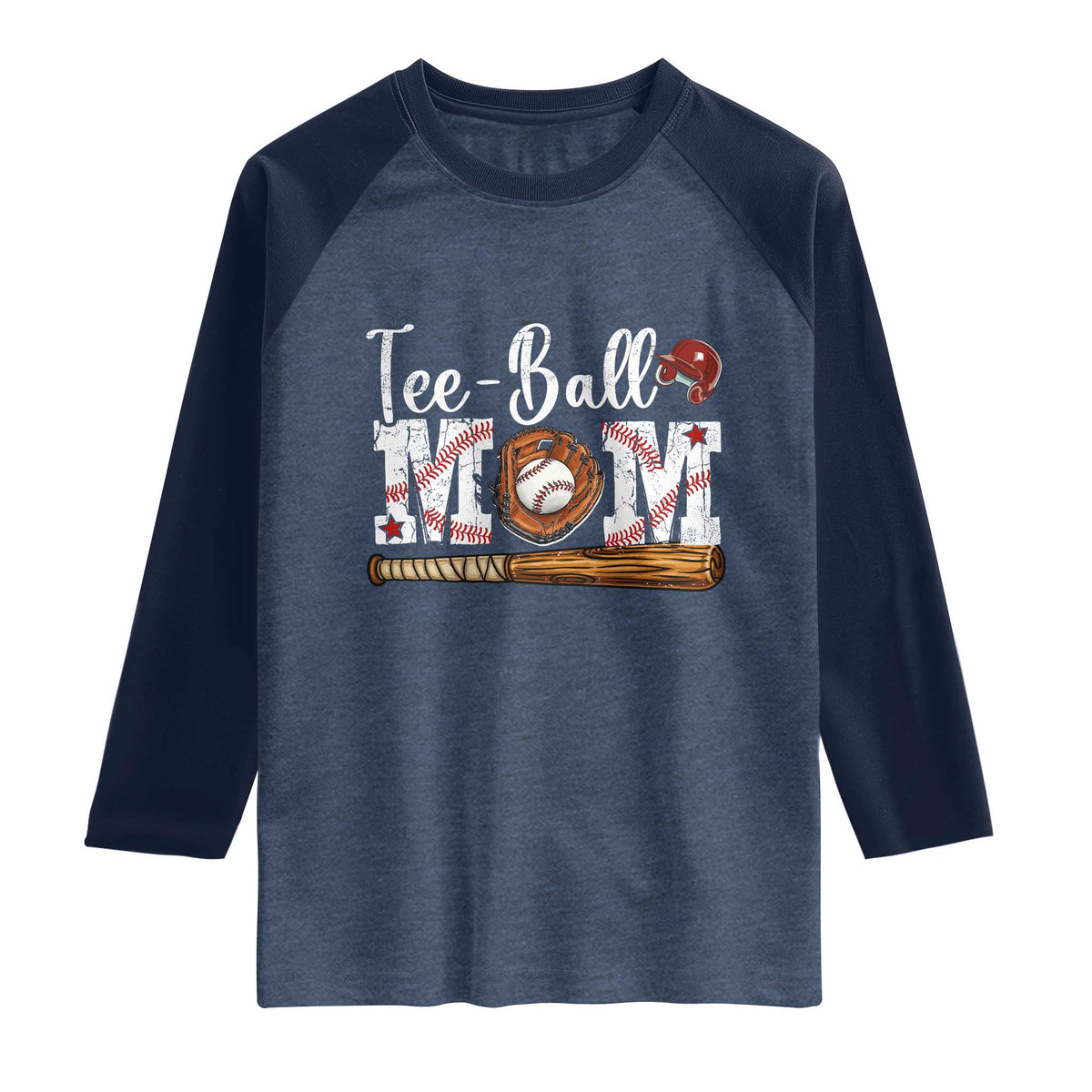 Baseball Mom Raglan Shirt Tee Ball Mama Funny Mother's Day TS11 Heather Denim Navy Print Your Wear