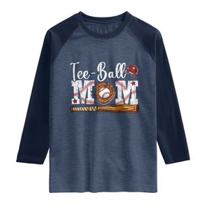 Baseball Mom Raglan Shirt Tee Ball Mama Funny Mother's Day TS11 Heather Denim Navy Print Your Wear