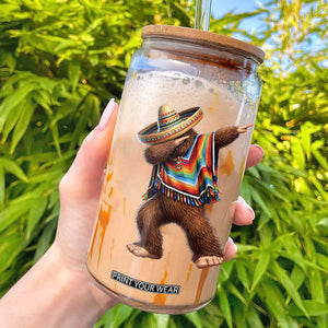 Mexican Bigfoot Dabbing Cinco de Mayo Funny Fiesta Glass Can TS11 Black Print Your Wear