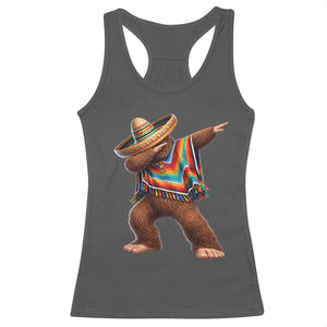 Mexican Bigfoot Dabbing Cinco de Mayo Funny Fiesta Racerback Tank Top TS11 Dark Heather Print Your Wear