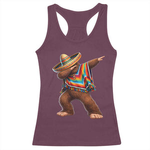 Mexican Bigfoot Dabbing Cinco de Mayo Funny Fiesta Racerback Tank Top TS11 Maroon Print Your Wear