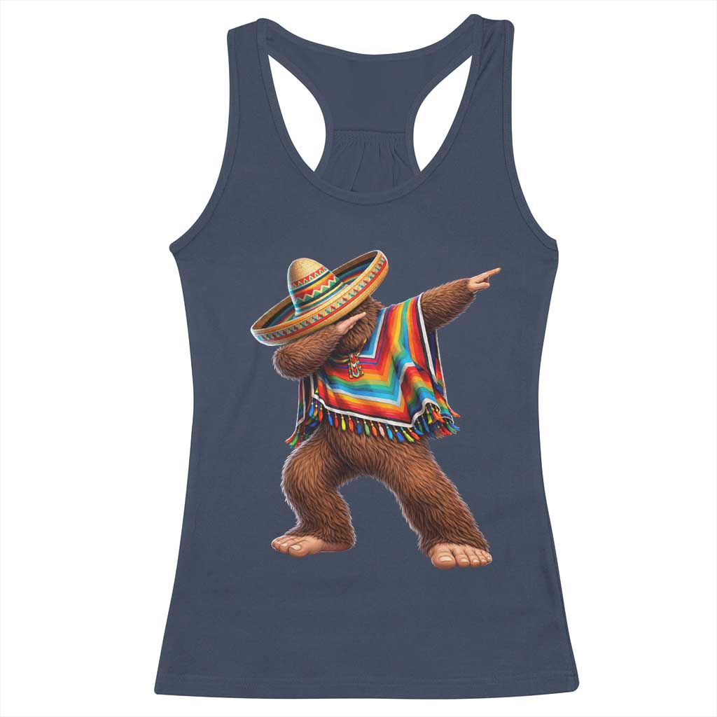 Mexican Bigfoot Dabbing Cinco de Mayo Funny Fiesta Racerback Tank Top TS11 Navy Print Your Wear