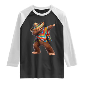 Mexican Bigfoot Dabbing Cinco de Mayo Funny Fiesta Raglan Shirt TS11 Black White Print Your Wear