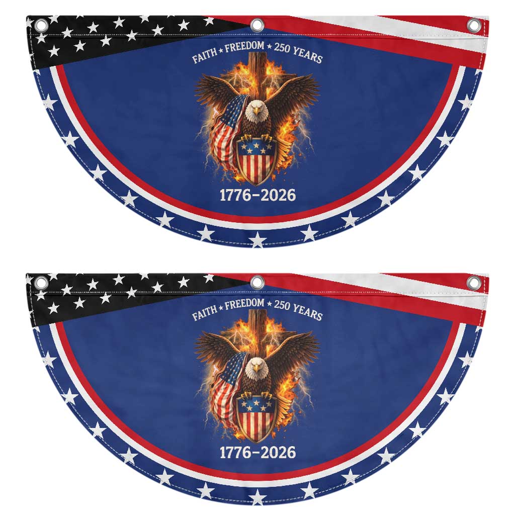 Faith Freedom 250 Years Patriotic Fan Flag Christian USA Independence 1776 2026 Bald Eagle TS11 2pcs pack Classic Navy Print Your Wear