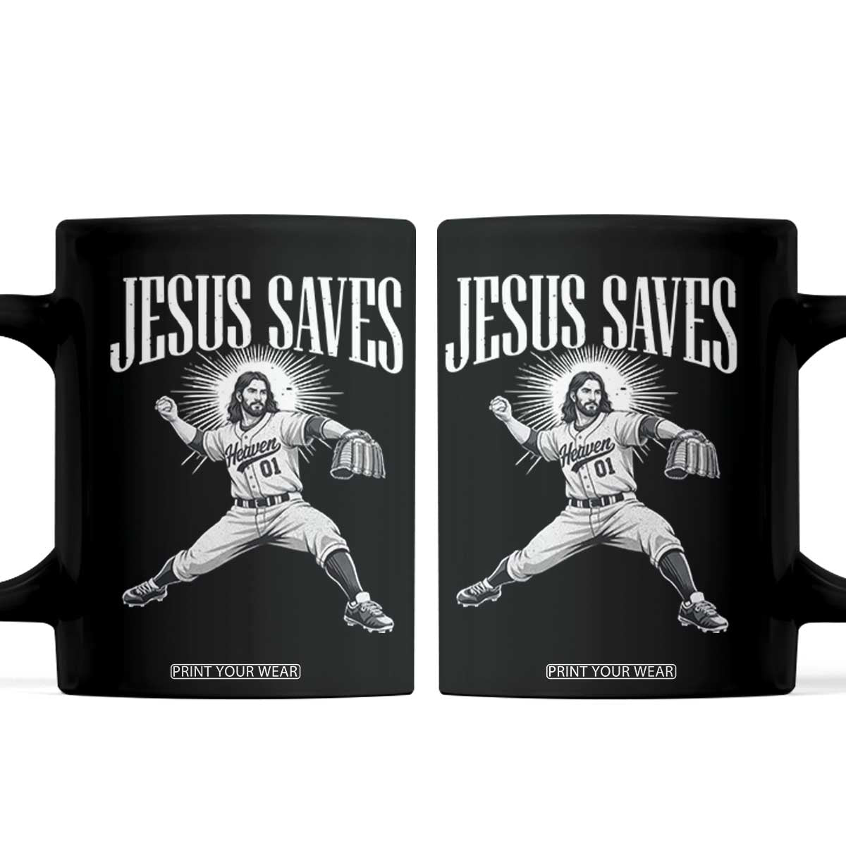 Christian Baseball Coffee Mug Jesus Saves Religious Faith Game Day