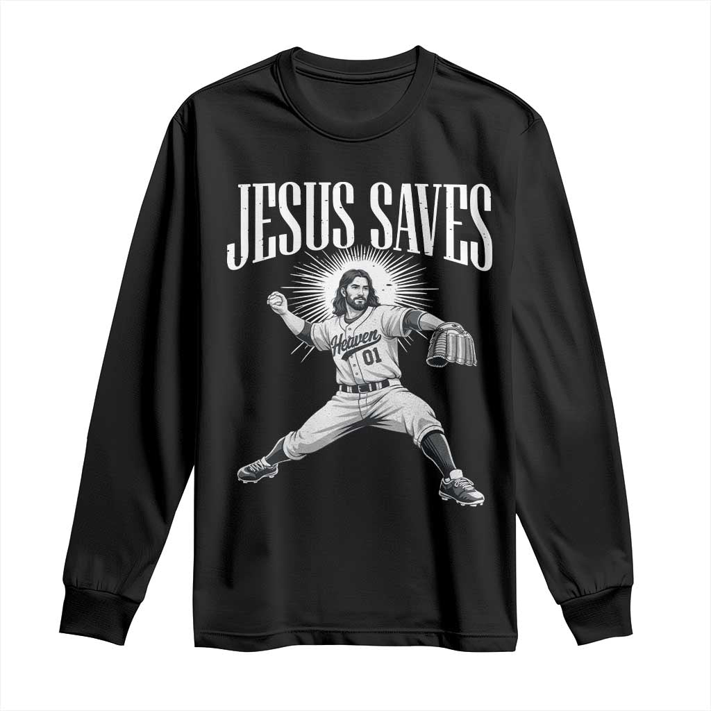 Christian Baseball Long Sleeve Shirt Jesus Saves Religious Faith Game Day