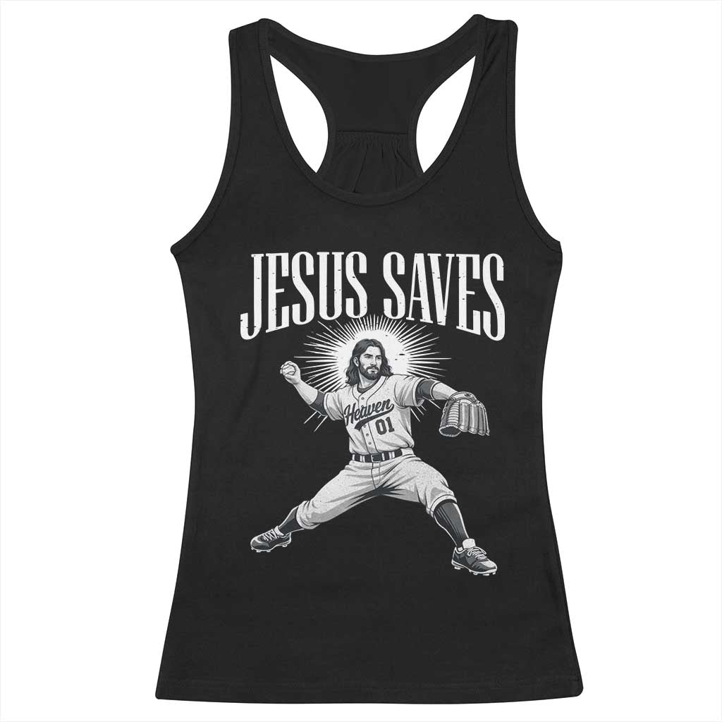 Christian Baseball Racerback Tank Top Jesus Saves Religious Faith Game Day