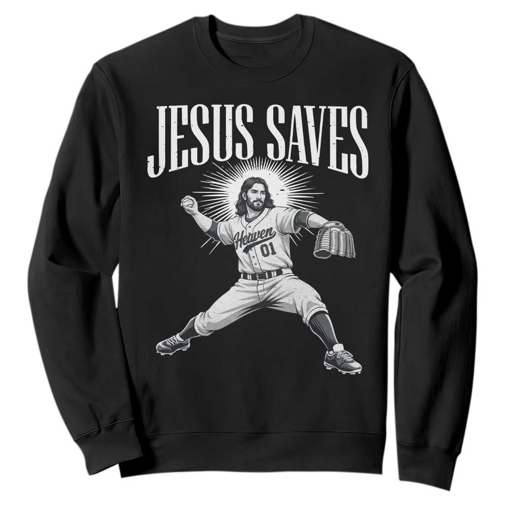 Christian Baseball Sweatshirt Jesus Saves Religious Faith Game Day