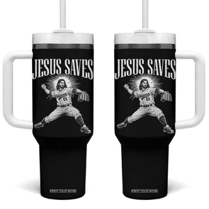 Christian Baseball Tumbler With Handle Jesus Saves Religious Faith Game Day