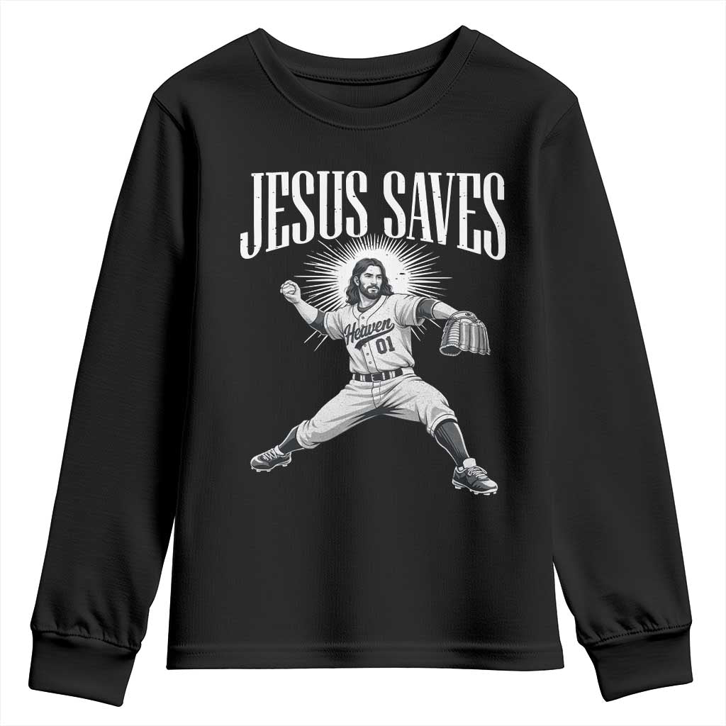Christian Baseball Youth Sweatshirt Jesus Saves Religious Faith Game Day