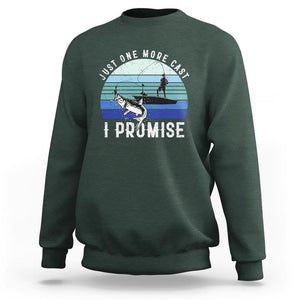 Fishing Sweatshirt Just One More Cast I Promise TS11 Dark Forest Green Print Your Wear