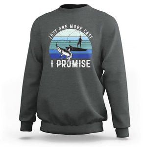 Fishing Sweatshirt Just One More Cast I Promise TS11 Dark Heather Print Your Wear